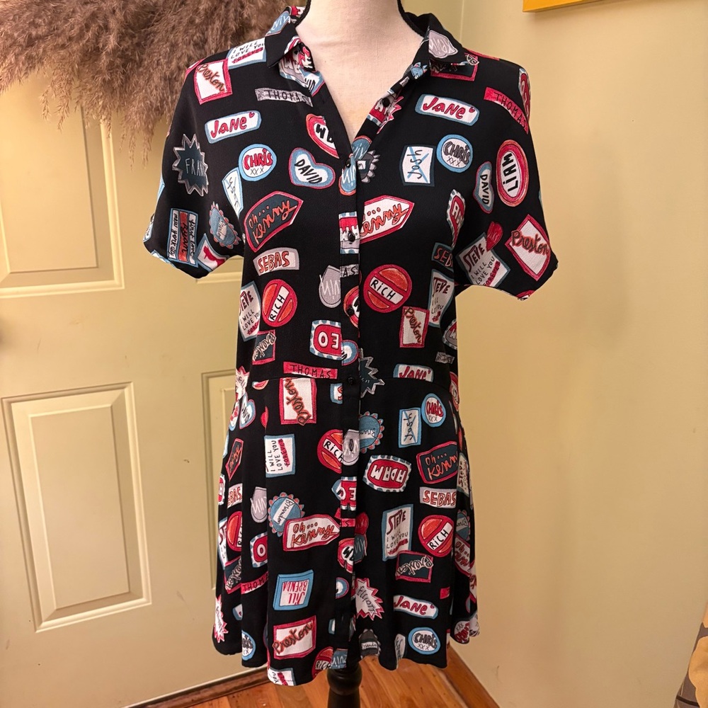 ZARA Trafaluc Collection “Boys Names” Mini Shirt Dress size XS